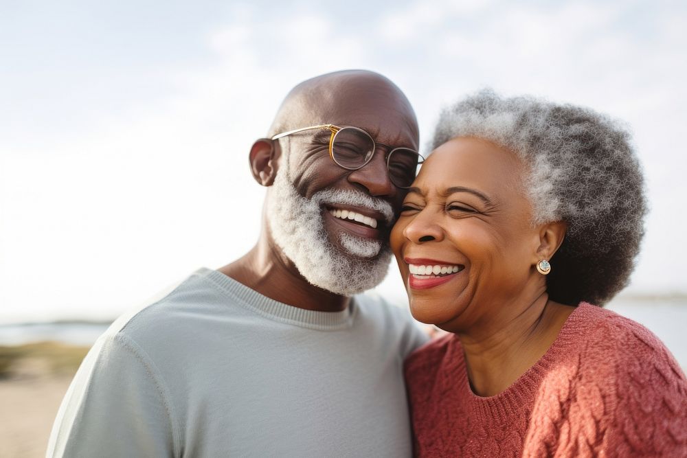 African american senior couple kissing glasses adult happy. AI generated Image by rawpixel.