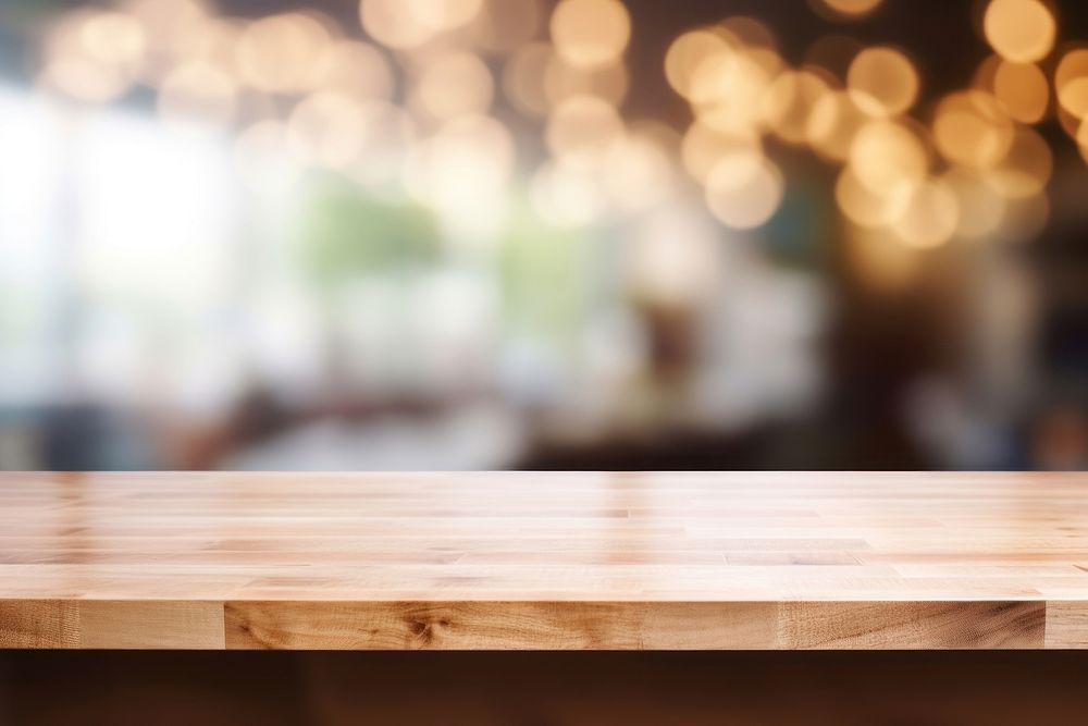 Wood table top backgrounds architecture illuminated. AI generated Image by rawpixel.