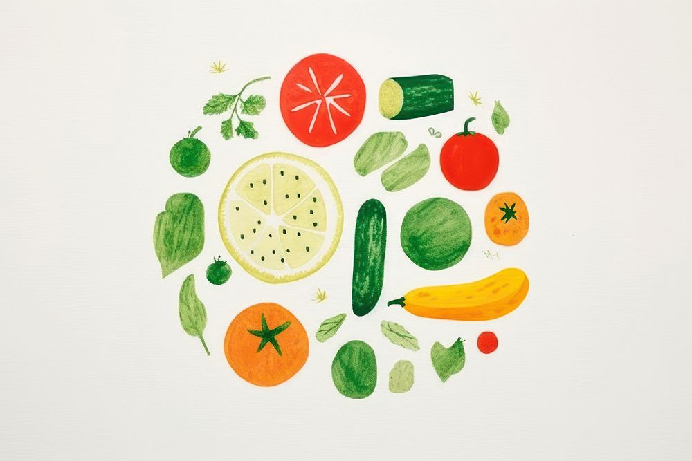 Group of vegetables cucumber circle fruit. AI generated Image by rawpixel.