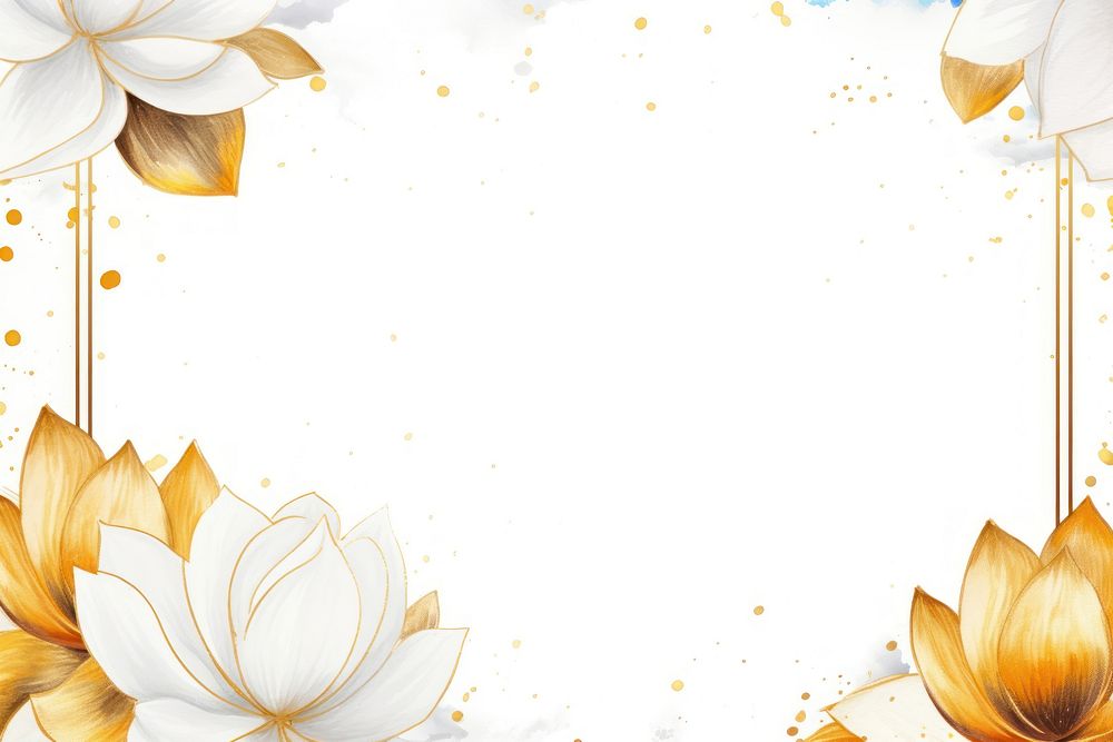 Lotus border frame backgrounds pattern gold. AI generated Image by rawpixel.
