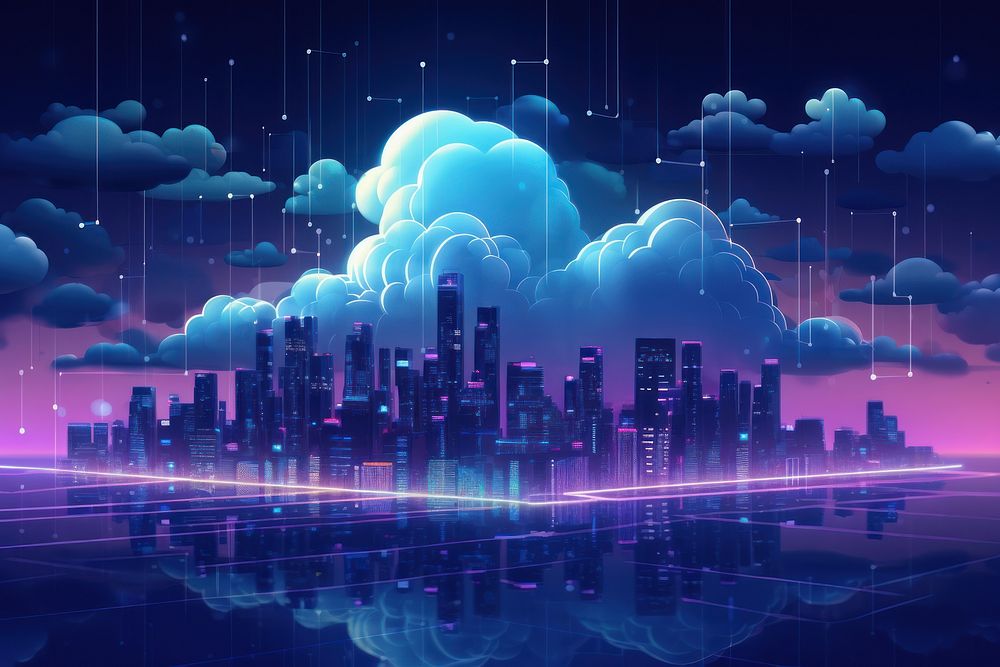 Futuristic cityscape sky backgrounds outdoors. AI generated Image by rawpixel.