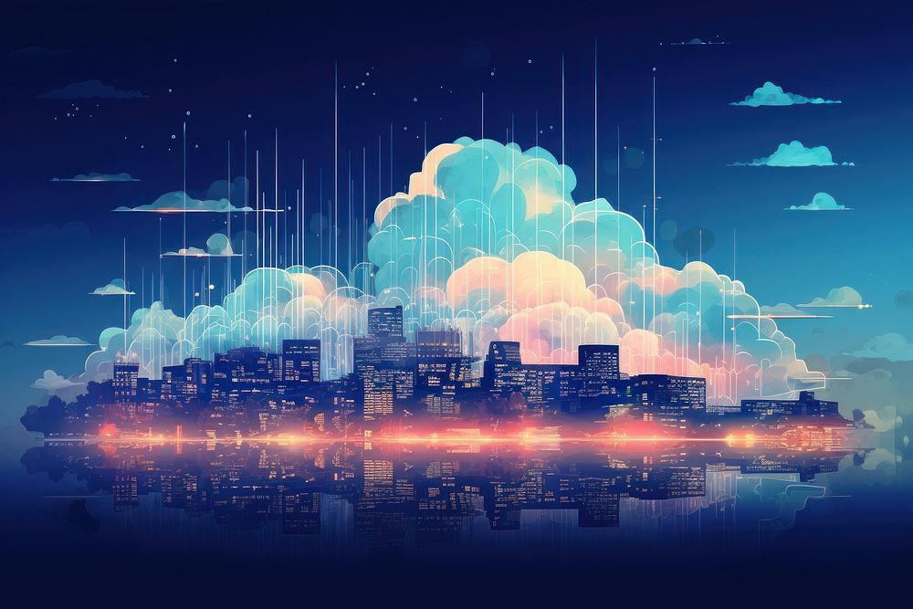 Futuristic cityscape cloud sky architecture. AI generated Image by rawpixel.