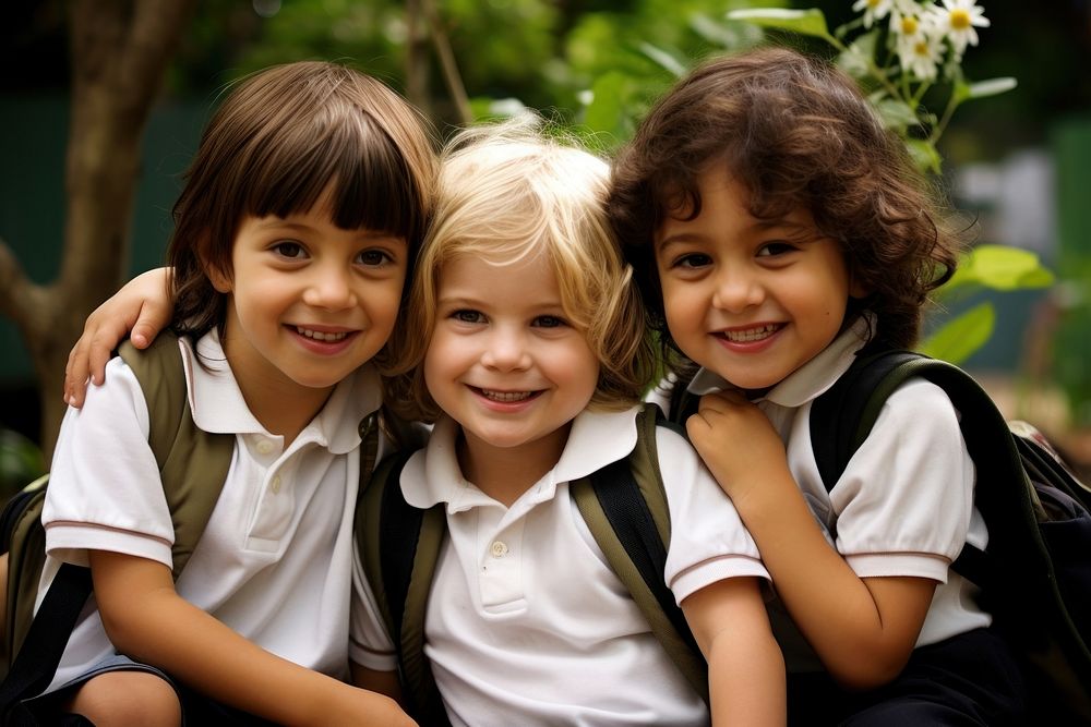 Latin kids in school uniform portrait student child. 