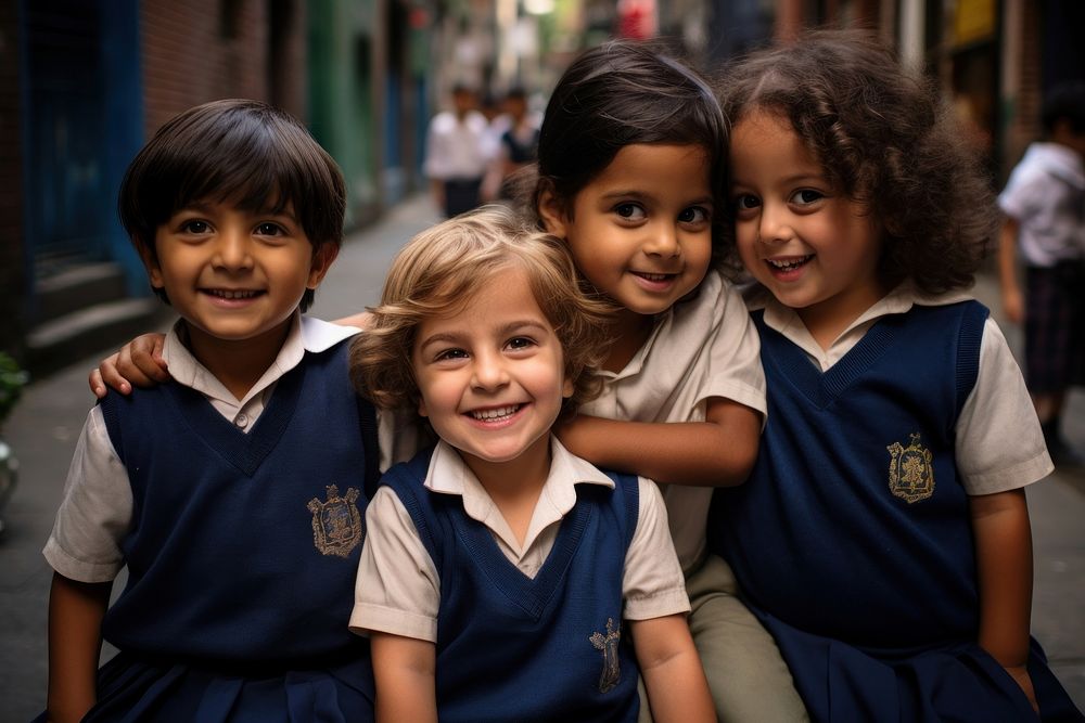 Latin kids in school uniform portrait student child. AI generated Image by rawpixel.