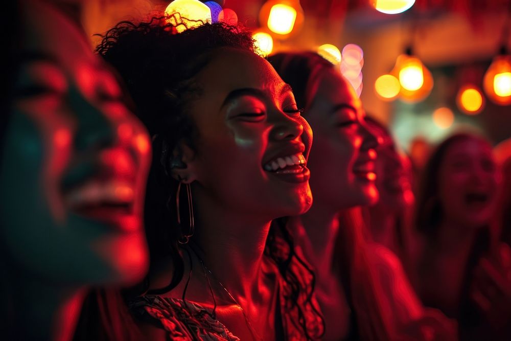Mixed race asian friends having fun nightclub adult togetherness. AI generated Image by rawpixel.