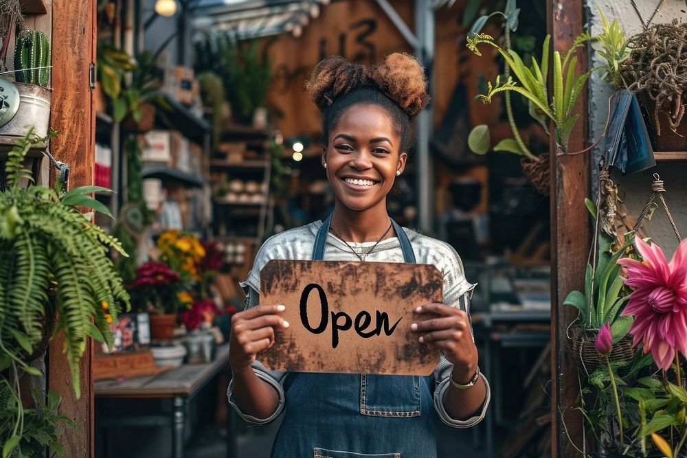 Cheerful small business owner standing smiling holding. AI generated Image by rawpixel.