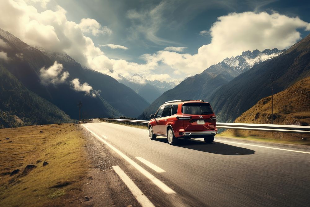 Advanture road trip outdoors vehicle nature. AI generated Image by rawpixel.