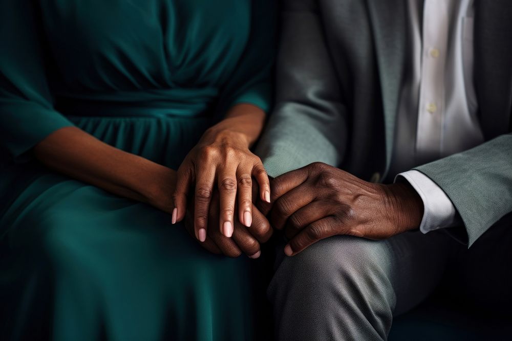 African american senior couples holding hands adult love togetherness. AI generated Image by rawpixel.