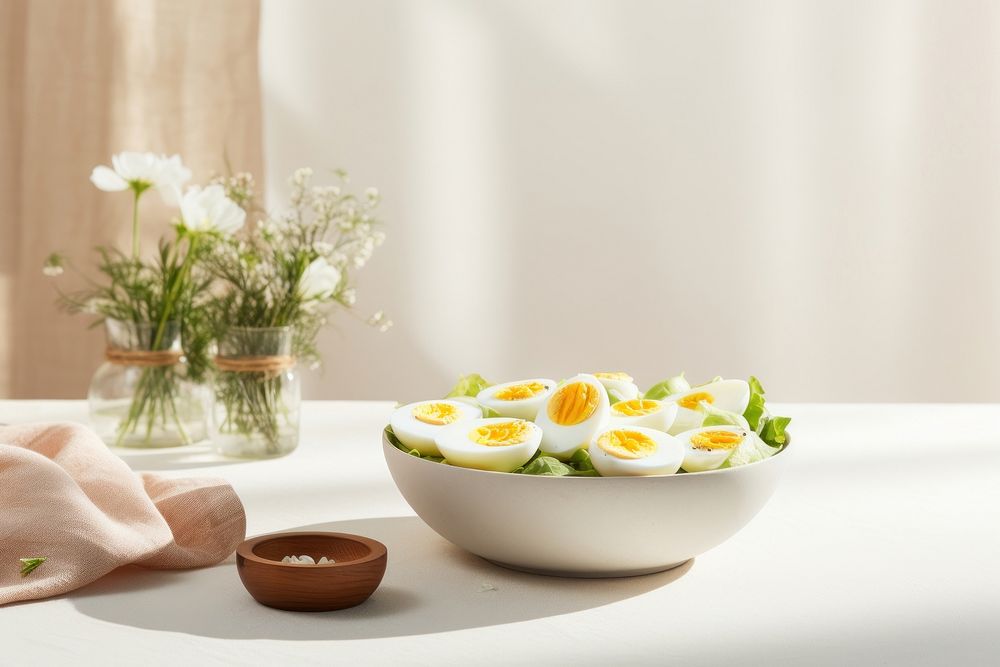 Eggs salad table food bowl. AI generated Image by rawpixel.