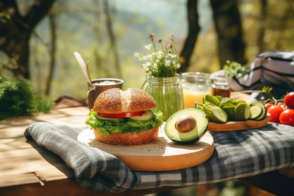Bagel vegetable sandwich brunch. AI generated Image by rawpixel.
