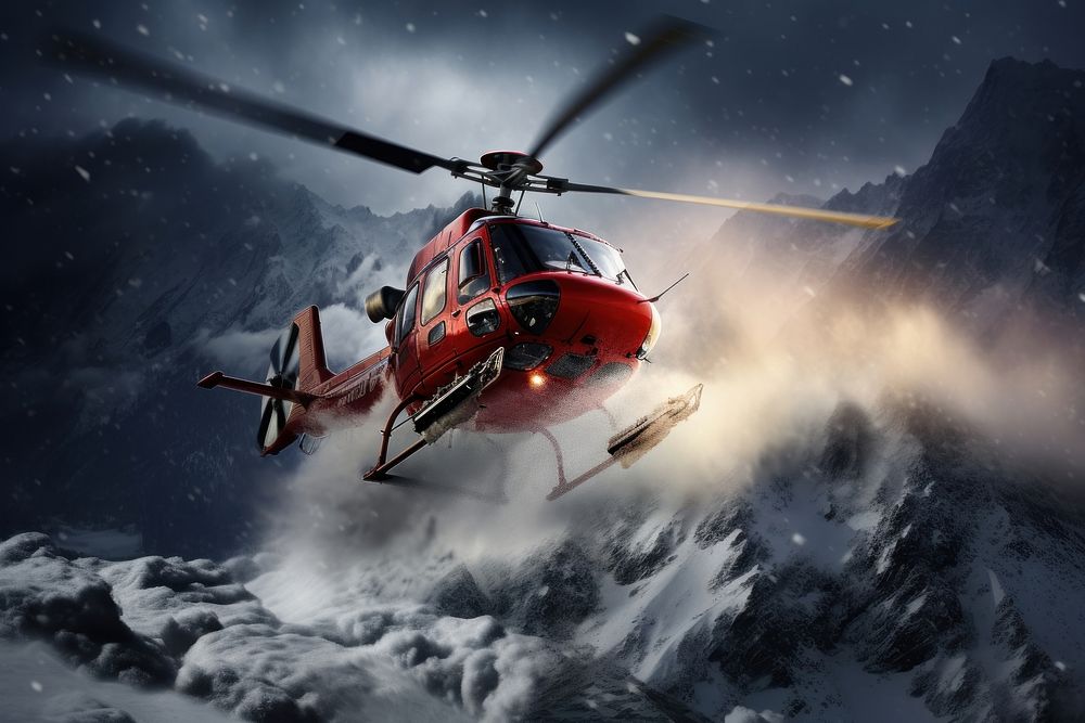 Heli Skiing helicopter aircraft vehicle. AI generated Image by rawpixel.