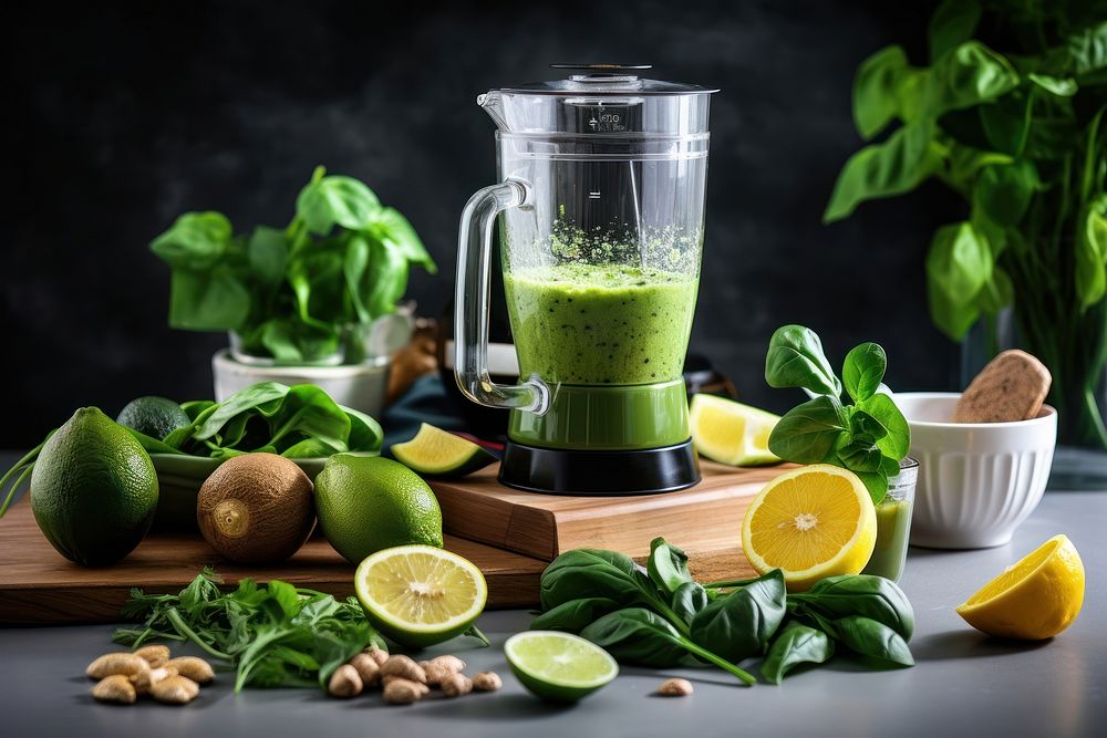 Healthy detox green smoothies ingredient blender drink. AI generated Image by rawpixel.