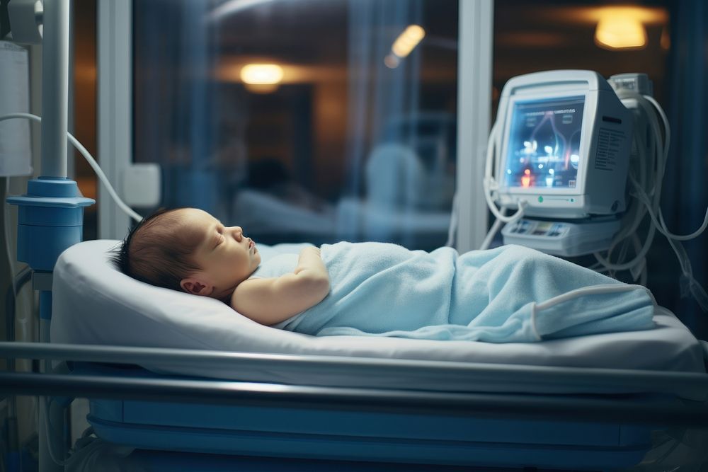 Little Caucasian Newborn Baby hospital baby newborn. AI generated Image by rawpixel.