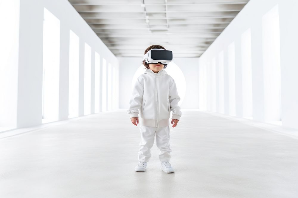 Little boy in virtual reality standing child white. AI generated Image by rawpixel.