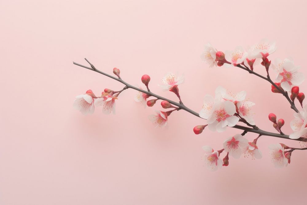 Cherry blossom branch flower plant. AI generated Image by rawpixel.