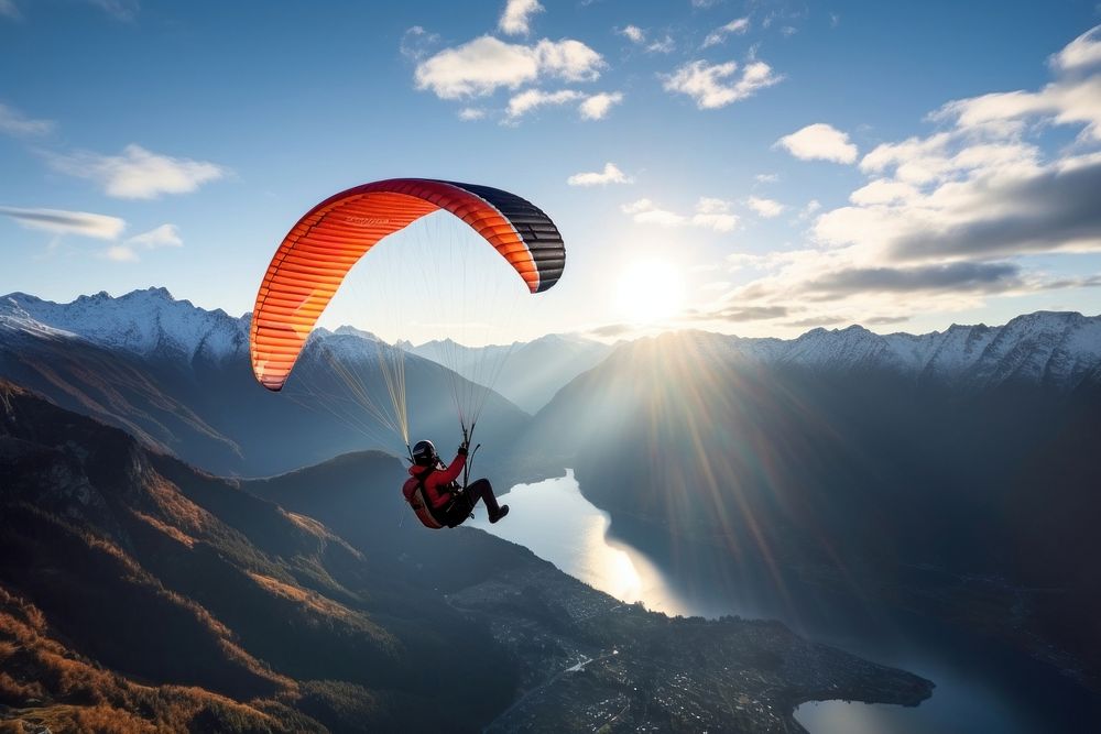 Paragliding recreation adventure exhilaration. AI generated Image by rawpixel.