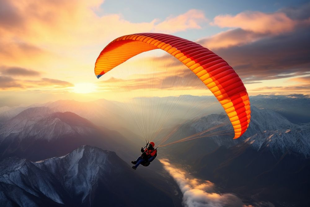 Paragliding recreation adventure sports. AI generated Image by rawpixel.