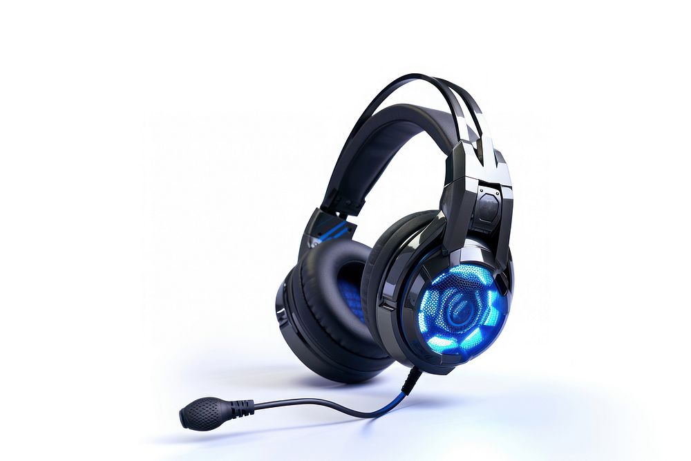 Gaming headset headphones white background electronics. AI generated Image by rawpixel.