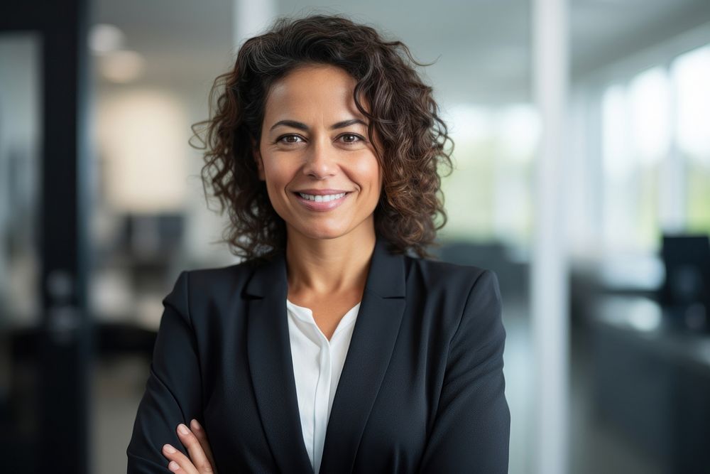 Latin professional middle aged business woman standing portrait smiling. AI generated Image by rawpixel.