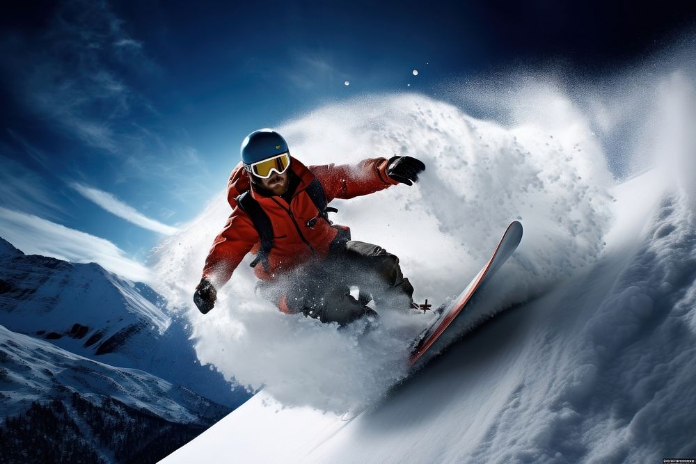 Snowboarding snowboarding sports recreation. AI generated Image by rawpixel.