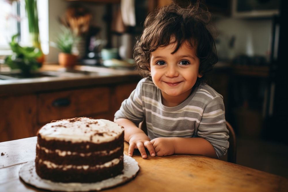 Hispanic Toddler portrait cake birthday. AI generated Image by rawpixel.