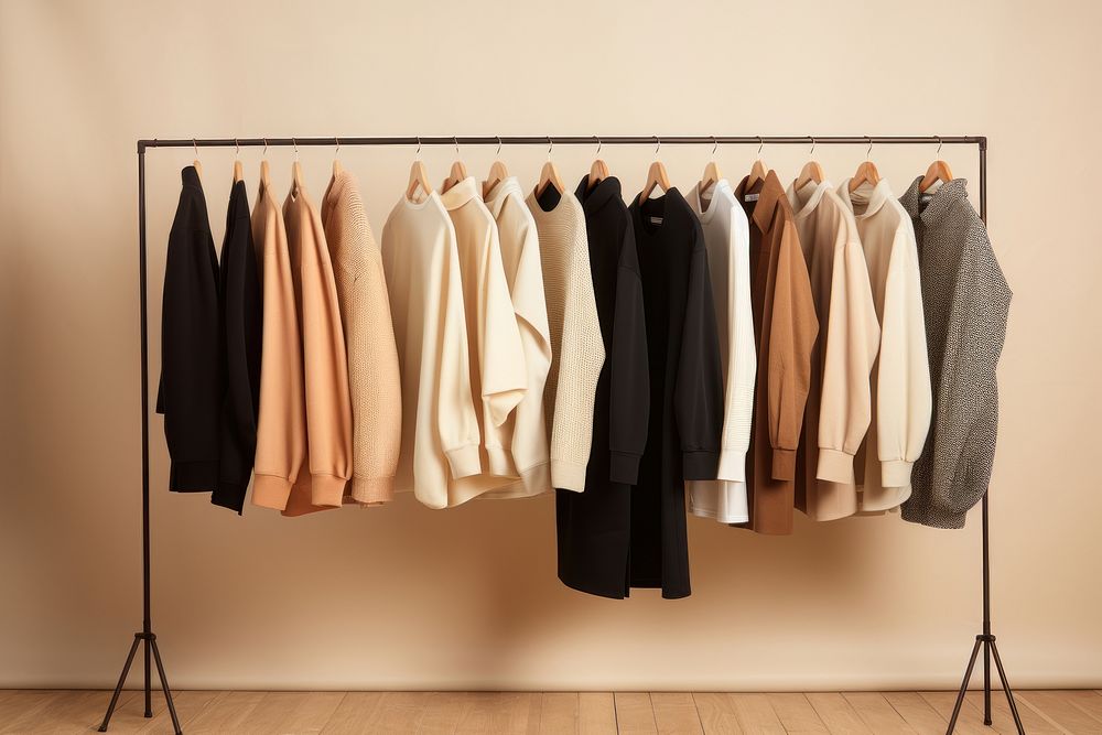 Shirts and sweaters wardrobe hanging closet. AI generated Image by rawpixel.
