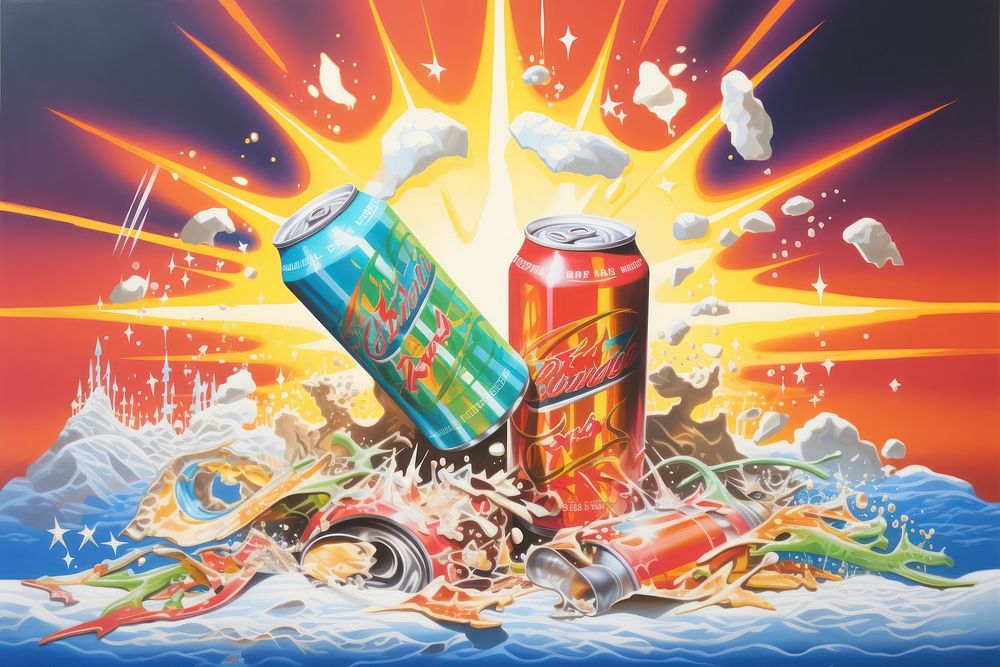Beer advertisement painting garbage. AI generated Image by rawpixel.