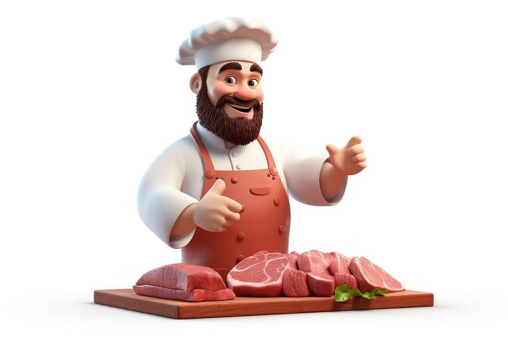 Chef making steak meat food white background. AI generated Image by rawpixel.