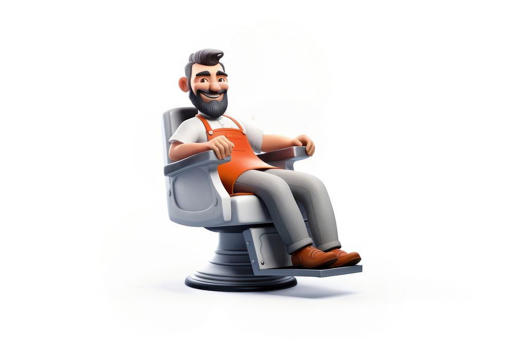 Barber on chair sitting adult white background. AI generated Image by rawpixel.