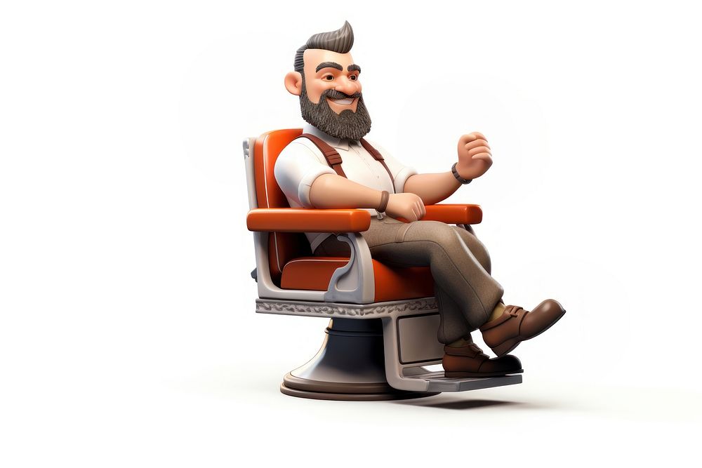 Barber on chair white background representation relaxation. AI generated Image by rawpixel.