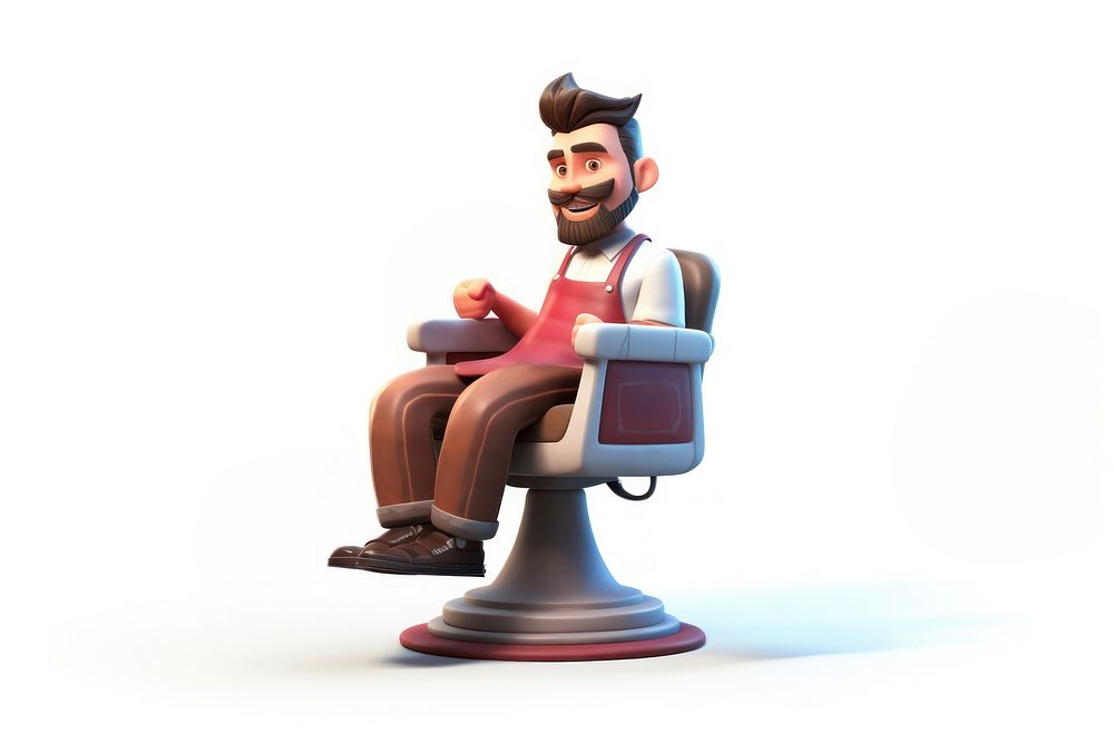 Barber chair adult white background. AI generated Image by rawpixel.
