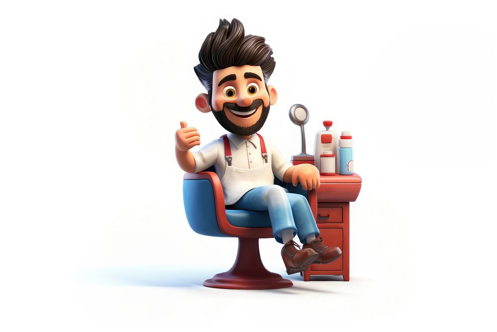 Barber sitting white background representation. AI generated Image by rawpixel.