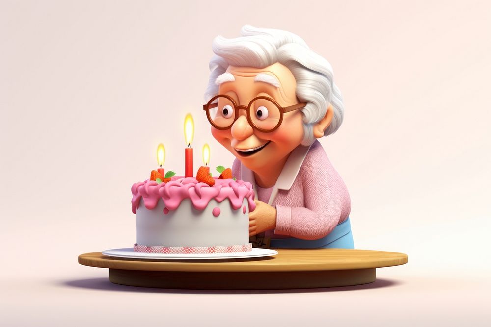 Grandma blowing cake birthday dessert food. AI generated Image by rawpixel.