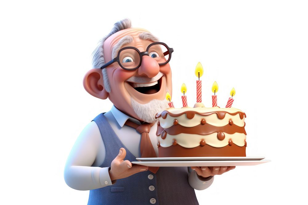 Grandpa blowing cake birthday dessert food. AI generated Image by rawpixel.