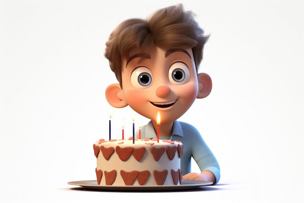 Kid blowing cake birthday dessert cartoon. AI generated Image by rawpixel.