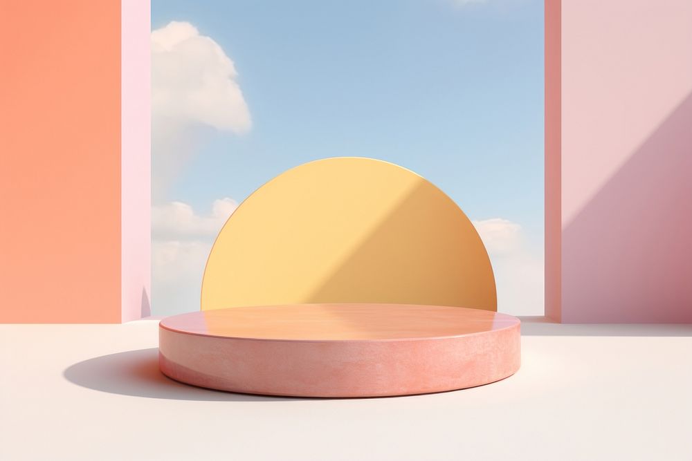 Display podium sky furniture sunlight. AI generated Image by rawpixel.