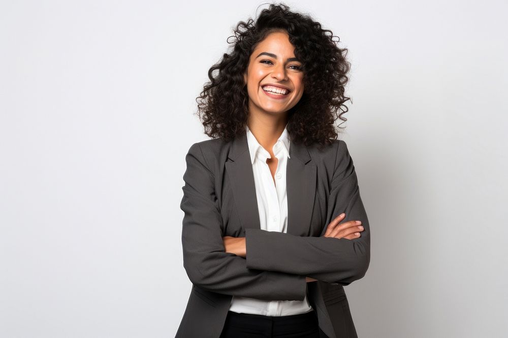 Business woman standing blazer smile. AI generated Image by rawpixel.