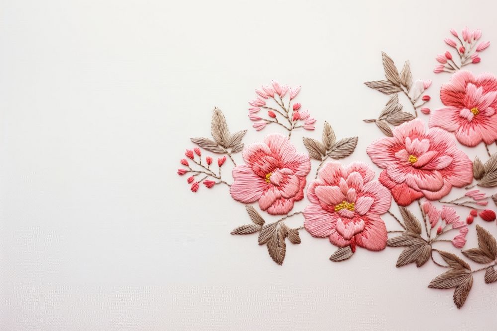 Little Peonys pattern embroidery flower. AI generated Image by rawpixel.