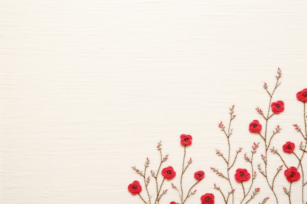 Little red rose garden pattern backgrounds embroidery. AI generated Image by rawpixel.