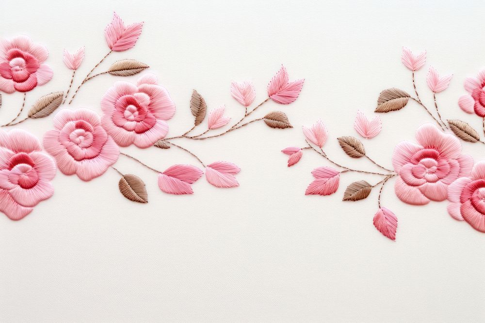 Rose garden pattern embroidery textile. AI generated Image by rawpixel.