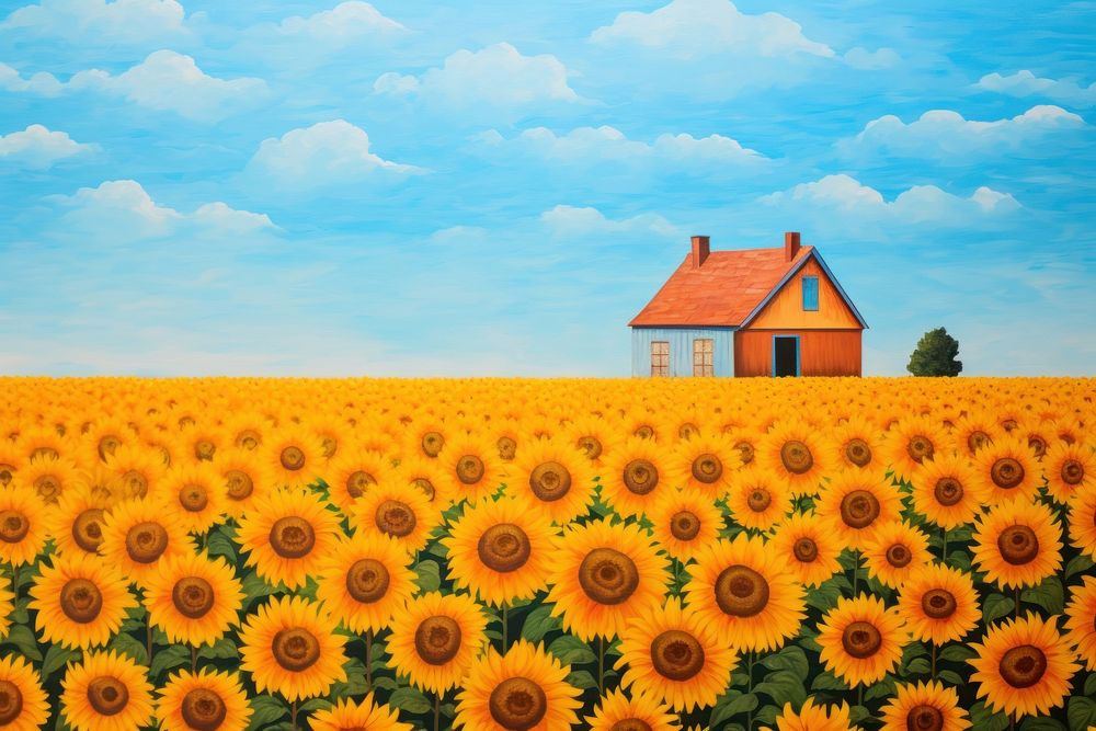 Sunflower field sunflower architecture backgrounds. AI generated Image by rawpixel.