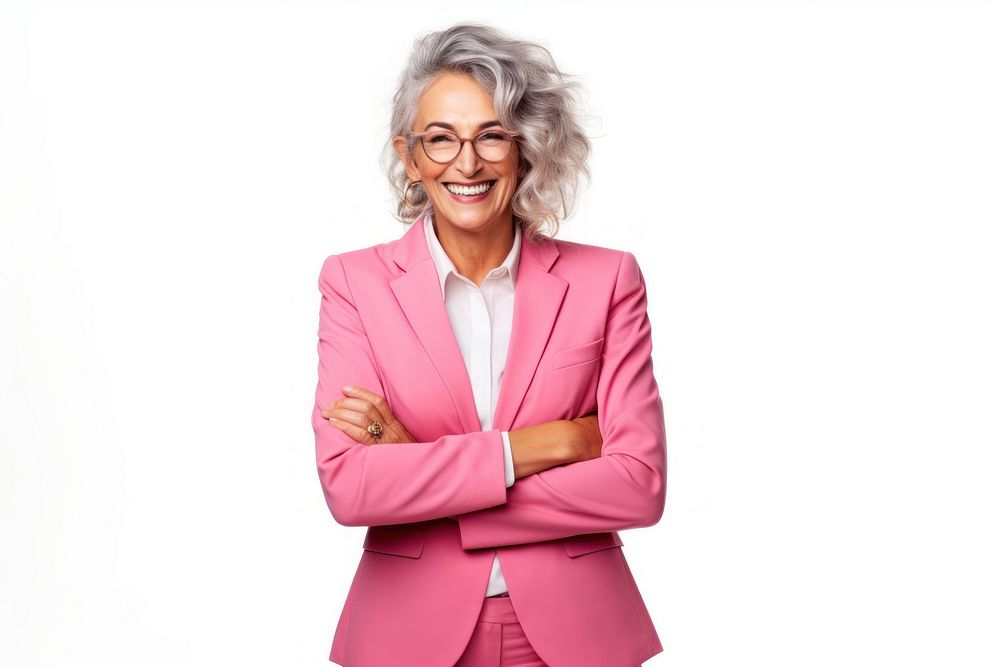 Business woman laughing standing glasses. AI generated Image by rawpixel.