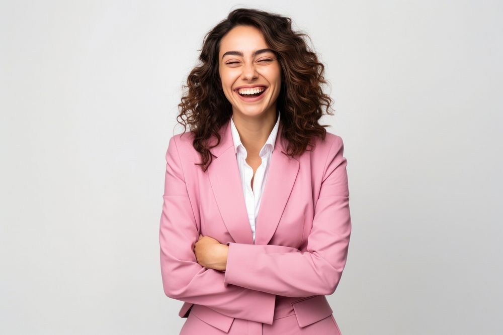 Business woman laughing standing smile. AI generated Image by rawpixel.