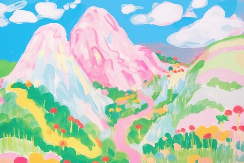 Mountain painting art backgrounds. AI generated Image by rawpixel.