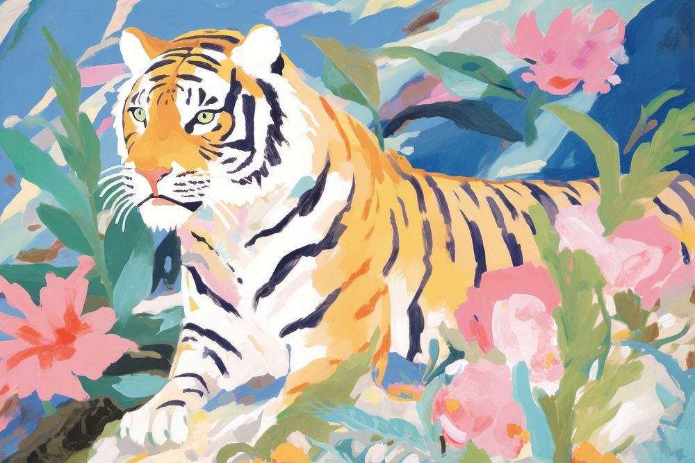 Tiger painting tiger art. AI generated Image by rawpixel.