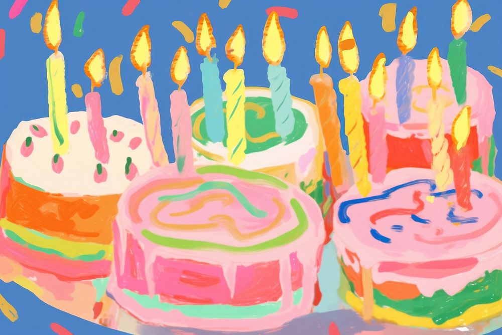 Birthday candles backgrounds painting dessert. AI generated Image by rawpixel.