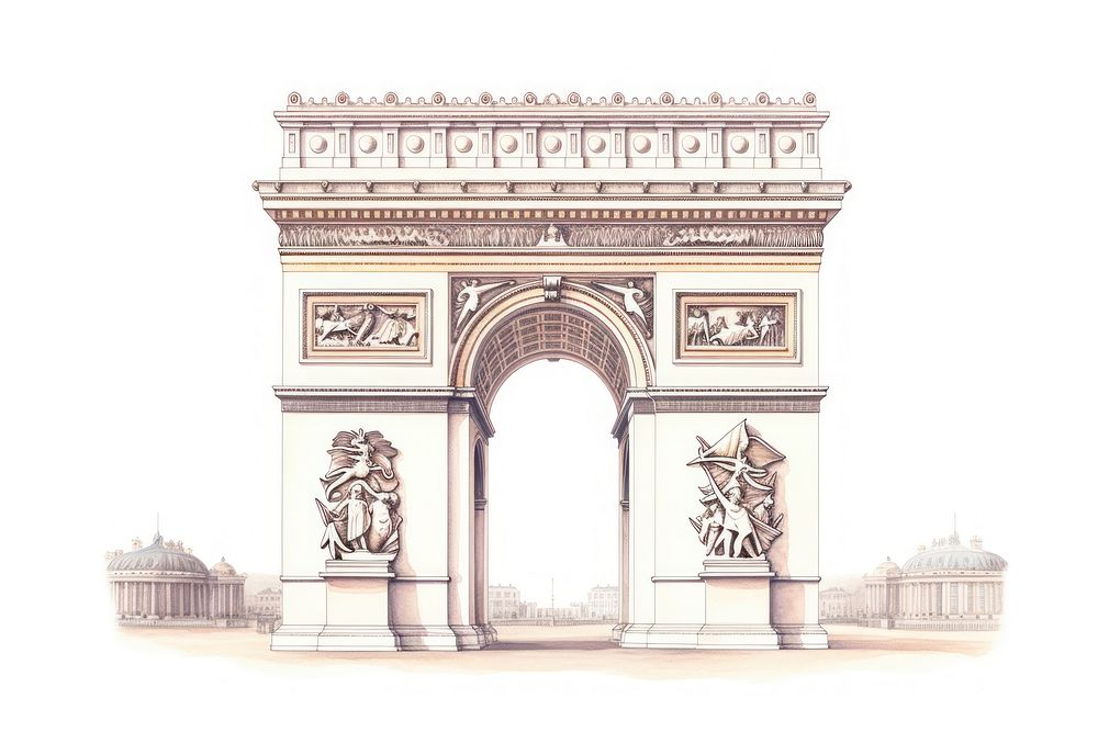 Arc de Triomphe architecture landmark representation. AI generated Image by rawpixel.