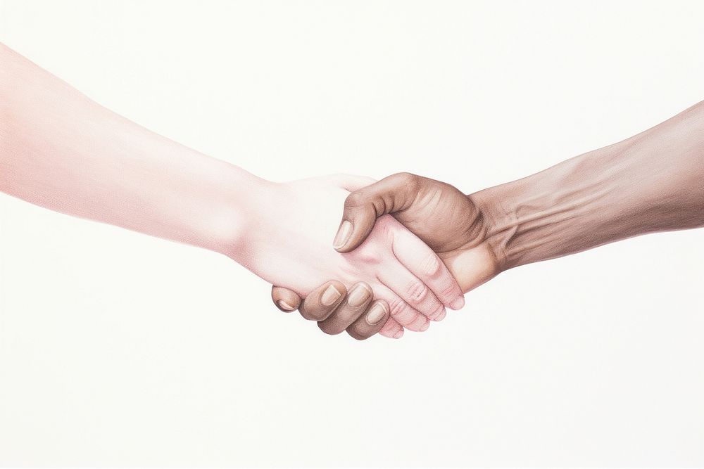 Holding hands handshake white background togetherness. AI generated Image by rawpixel.