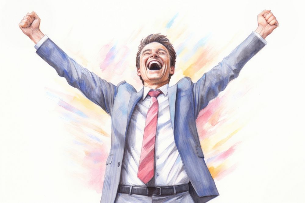 Happy Businessman enjoy work shouting adult tie. AI generated Image by rawpixel.