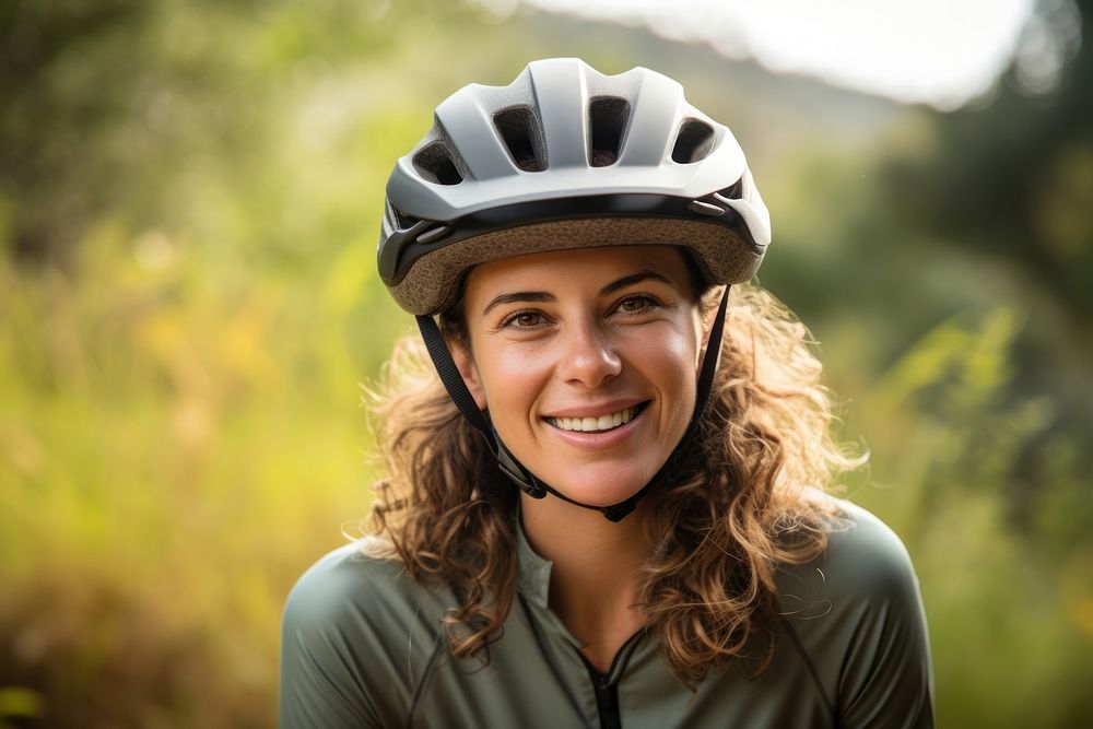 Happy woman cyclist helmet smile adult. AI generated Image by rawpixel.